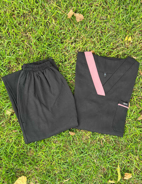 Pyjama De Bloc Noir Col-V Marié Kachiri