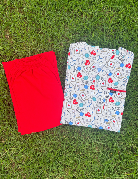 Pyjama De Bloc Motif Stethoscope Col-V