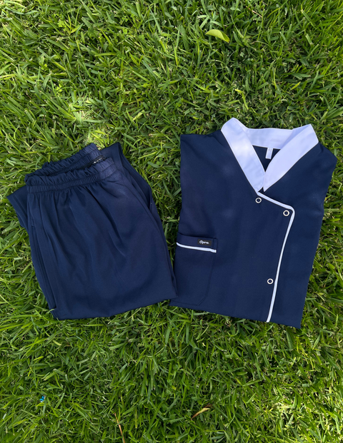 Pyjama De Bloc Officier Bleu Marine & Blanc