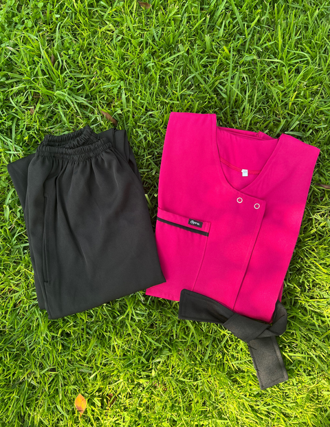 Pyjama De Bloc Porte Feuille Rose indien Foncé & Noir