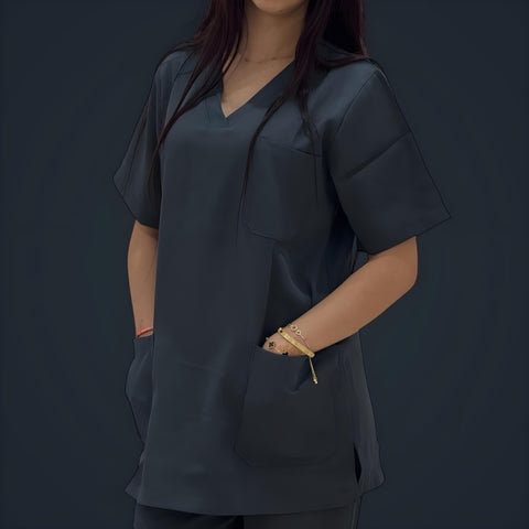 Pyjama De Bloc Gris Fonce Col-V Simple
