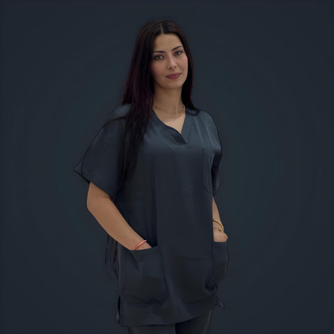 Pyjama De Bloc Gris Fonce Col-V Simple