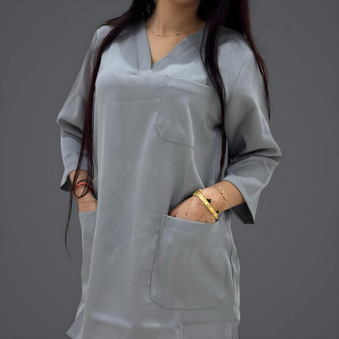 Pyjama De Bloc Gris-Clair Col-V Simple