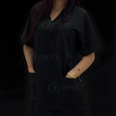 Pyjama De Bloc Noir Col-V Simple