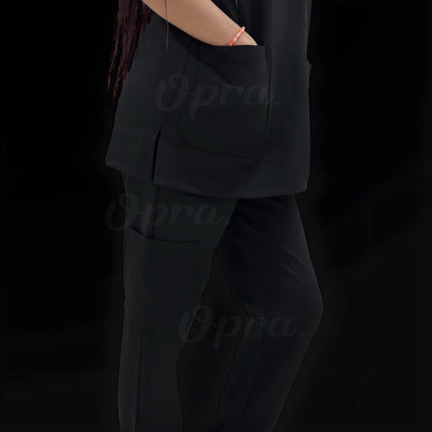 Pyjama De Bloc Noir Col-V Simple