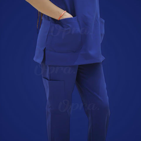 Pyjama De Bloc Bleu-Roi Col-V Simple