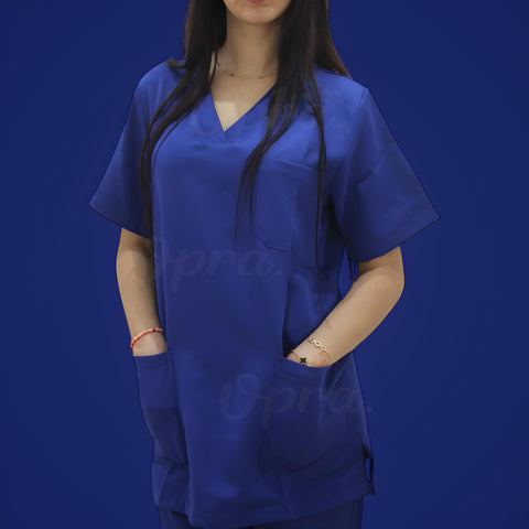 Pyjama De Bloc Bleu-Roi Col-V Simple
