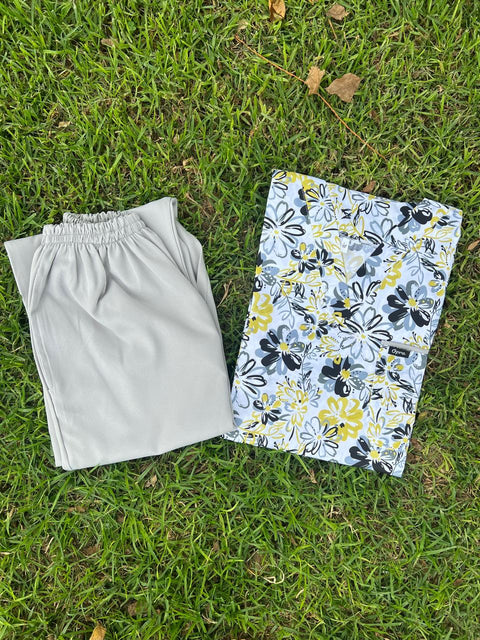 Pyjama De Bloc Motif Fleurs Col-V