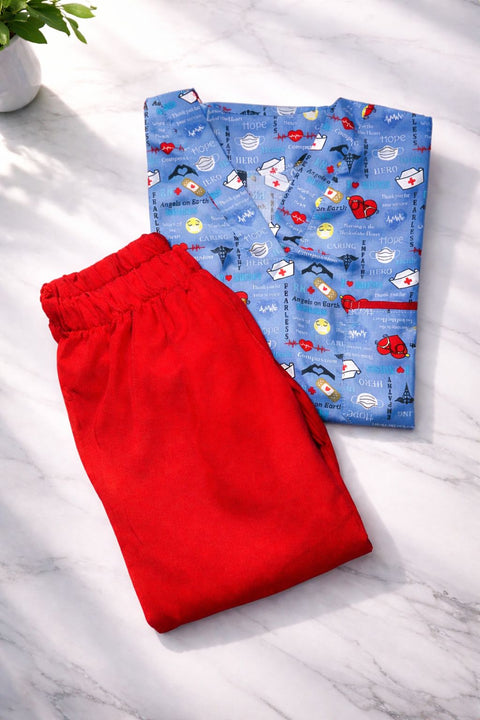 Pyjama De Bloc Motif coeurs&bavet Col-V