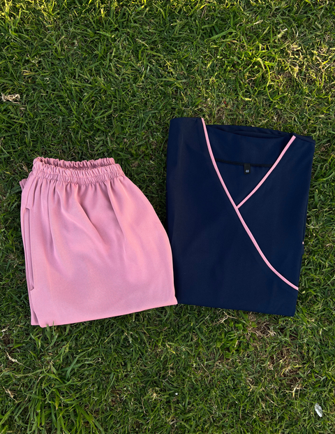 Pyjama De Bloc Bleu-Marine Billet Croisé