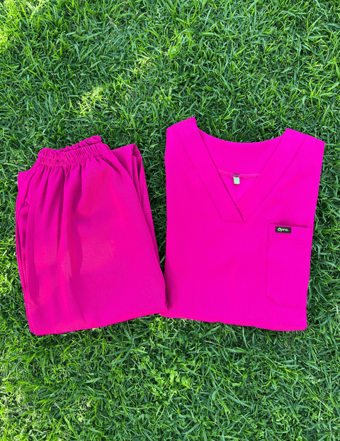 Pyjama De Bloc Rose indien Claire Col-V Simple