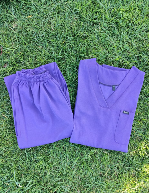 Pyjama De Bloc Violet Foncé Col-V Simple
